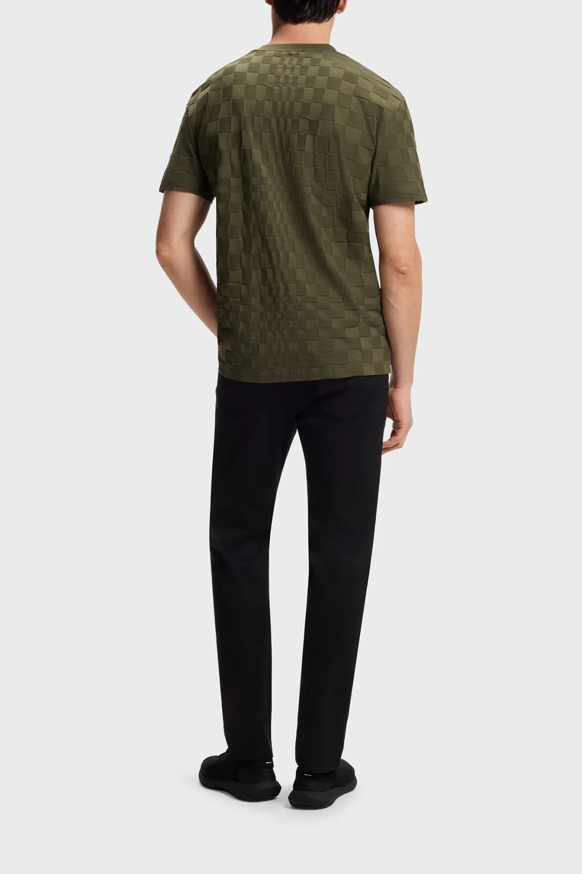 Boss Pamuklu Relaxed Fit Bisiklet Yaka Jakarlı Erkek T Shirt 50559821 347 HAKİ - 3