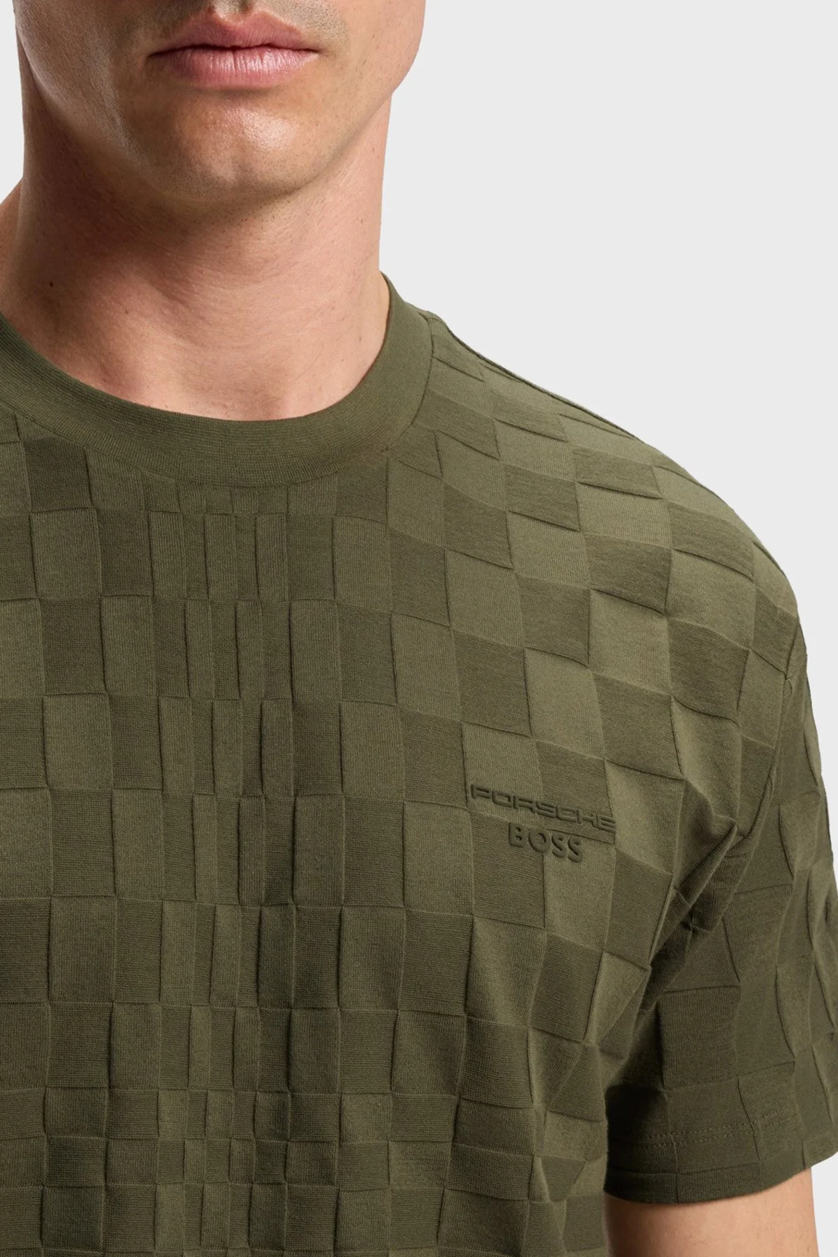 Boss Pamuklu Relaxed Fit Bisiklet Yaka Jakarlı Erkek T Shirt 50559821 347 HAKİ - 4