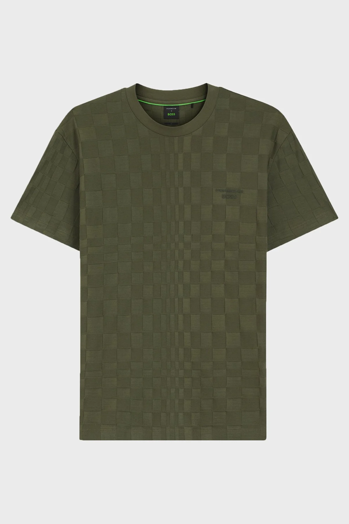 Boss Pamuklu Relaxed Fit Bisiklet Yaka Jakarlı Erkek T Shirt 50559821 347 HAKİ - 5