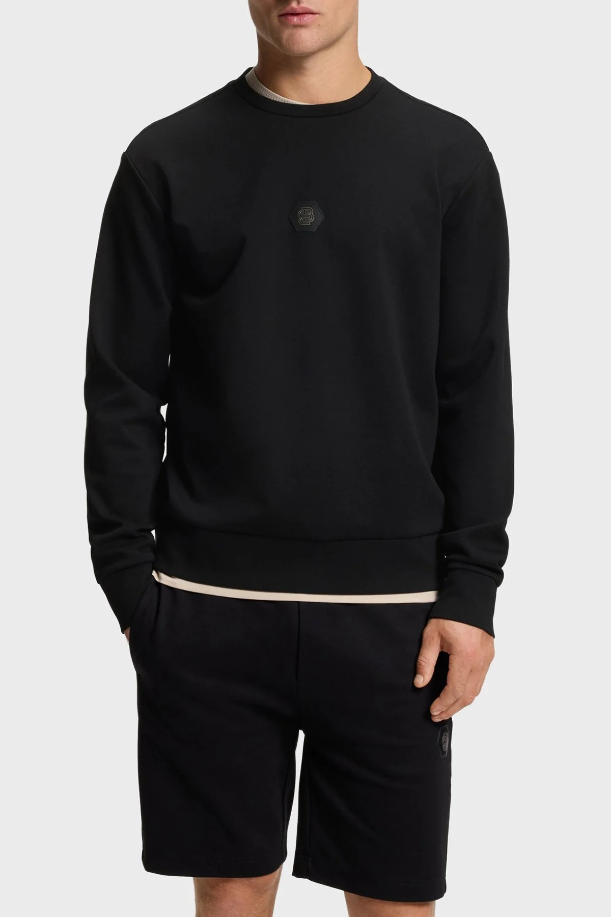 Boss Pamuklu Relaxed Fit Bisiklet Yaka Logolu Erkek Sweat 50543859 001 SİYAH - 1