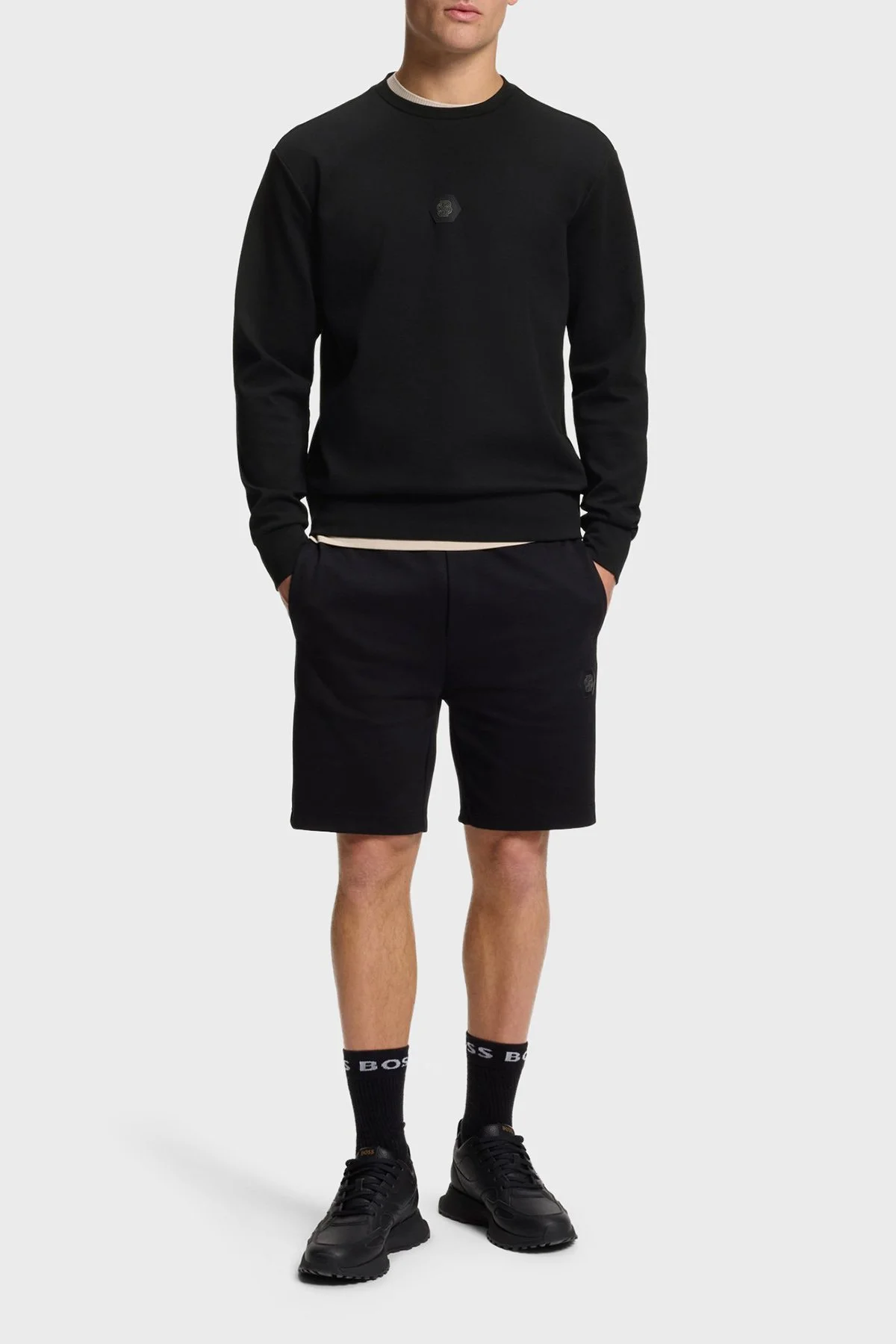 Boss Pamuklu Relaxed Fit Bisiklet Yaka Logolu Erkek Sweat 50543859 001 SİYAH - 2