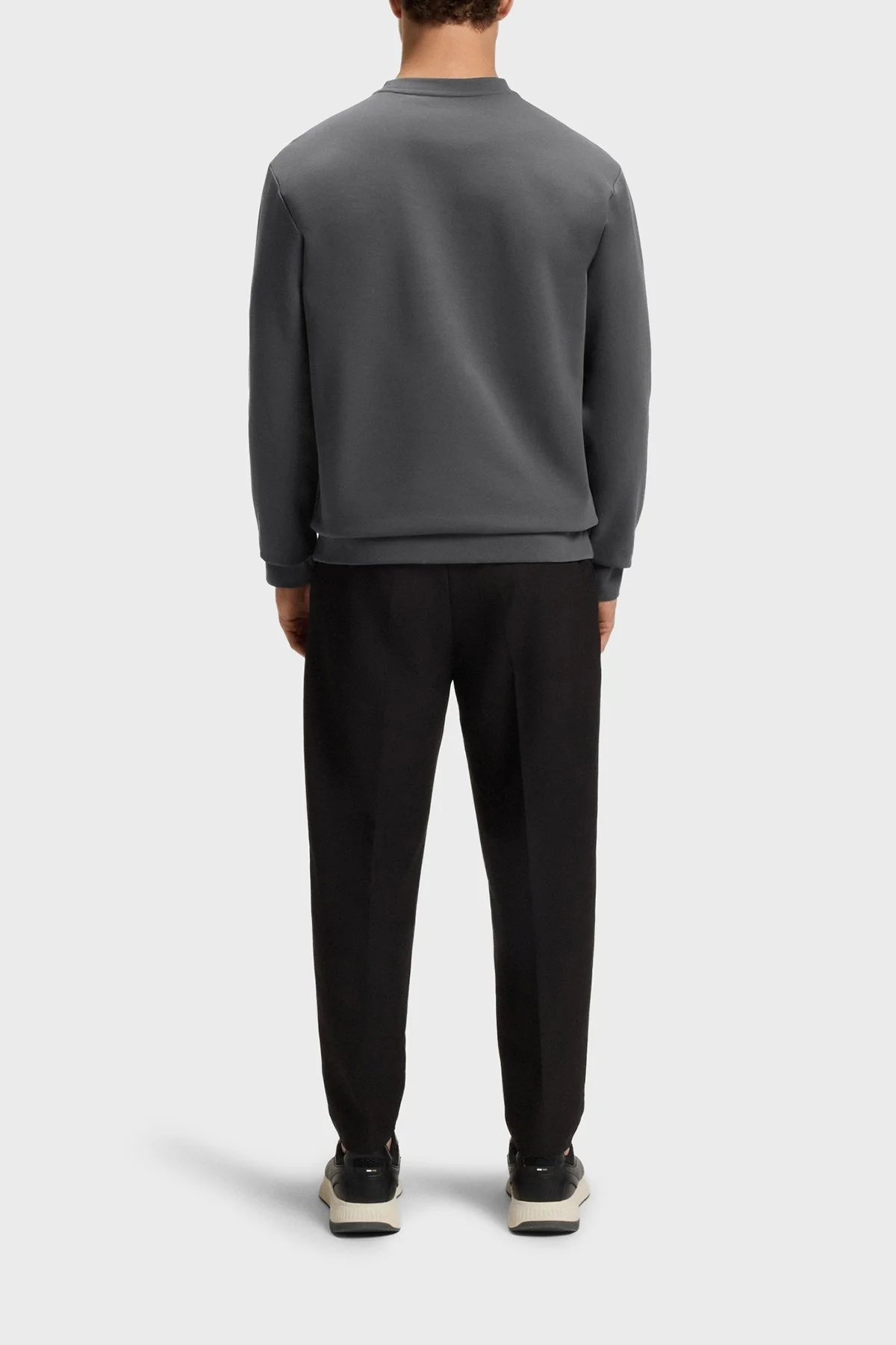 Boss Pamuklu Relaxed Fit Bisiklet Yaka Logolu Erkek Sweat 50543859 027 KOYU GRİ - 3