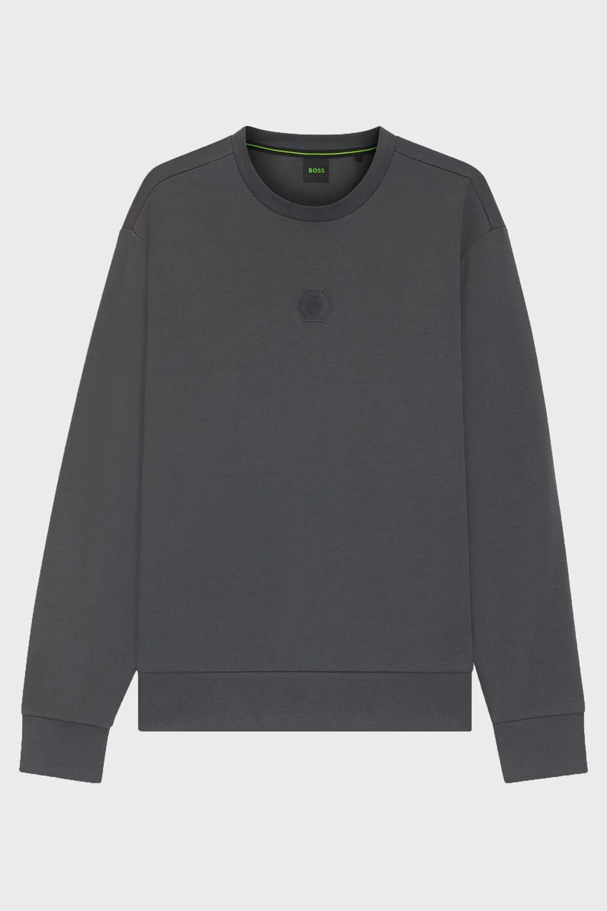 Boss Pamuklu Relaxed Fit Bisiklet Yaka Logolu Erkek Sweat 50543859 027 KOYU GRİ - 5