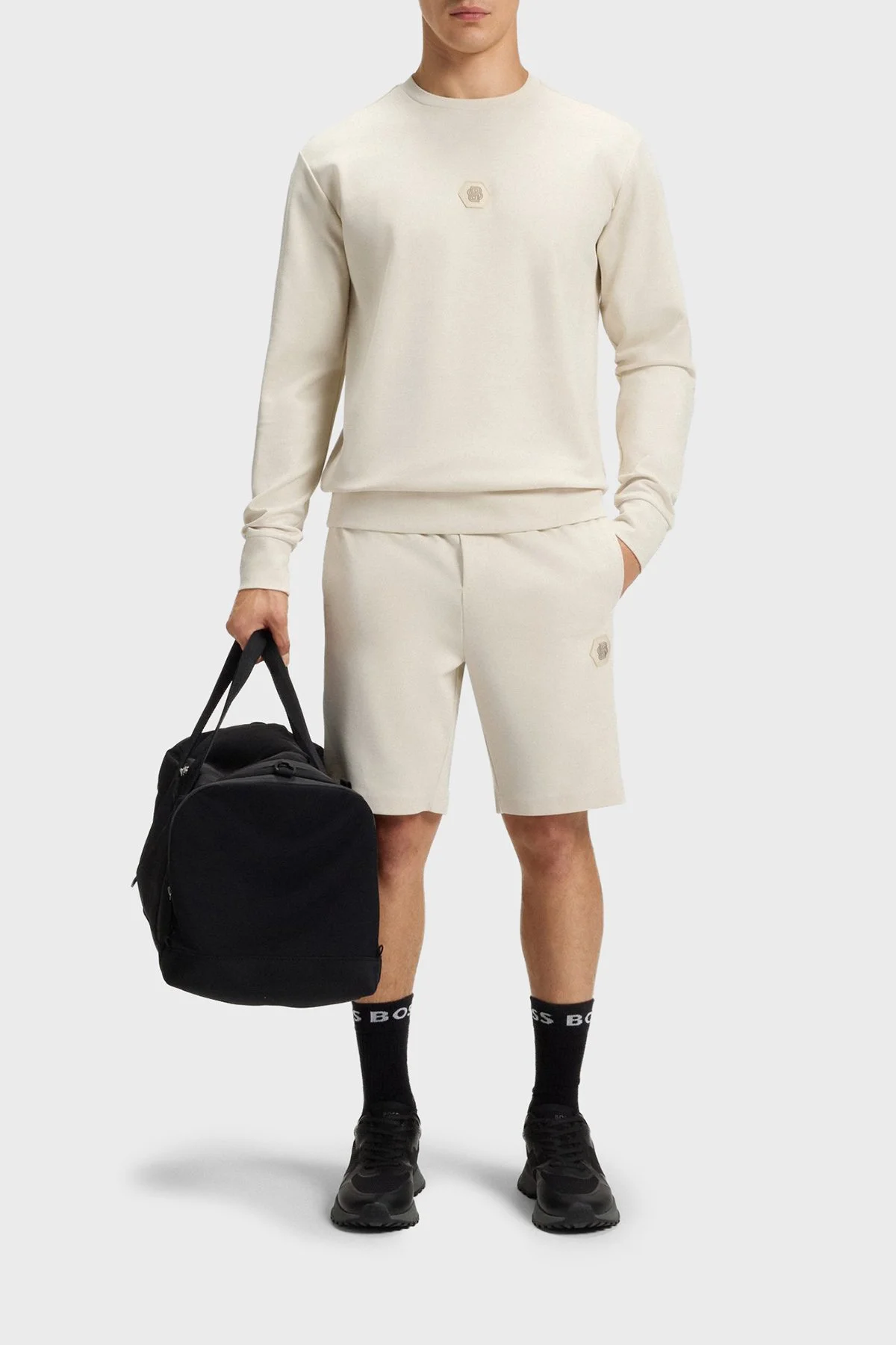 Boss Pamuklu Relaxed Fit Bisiklet Yaka Logolu Erkek Sweat 50543859 131 BEJ - 2