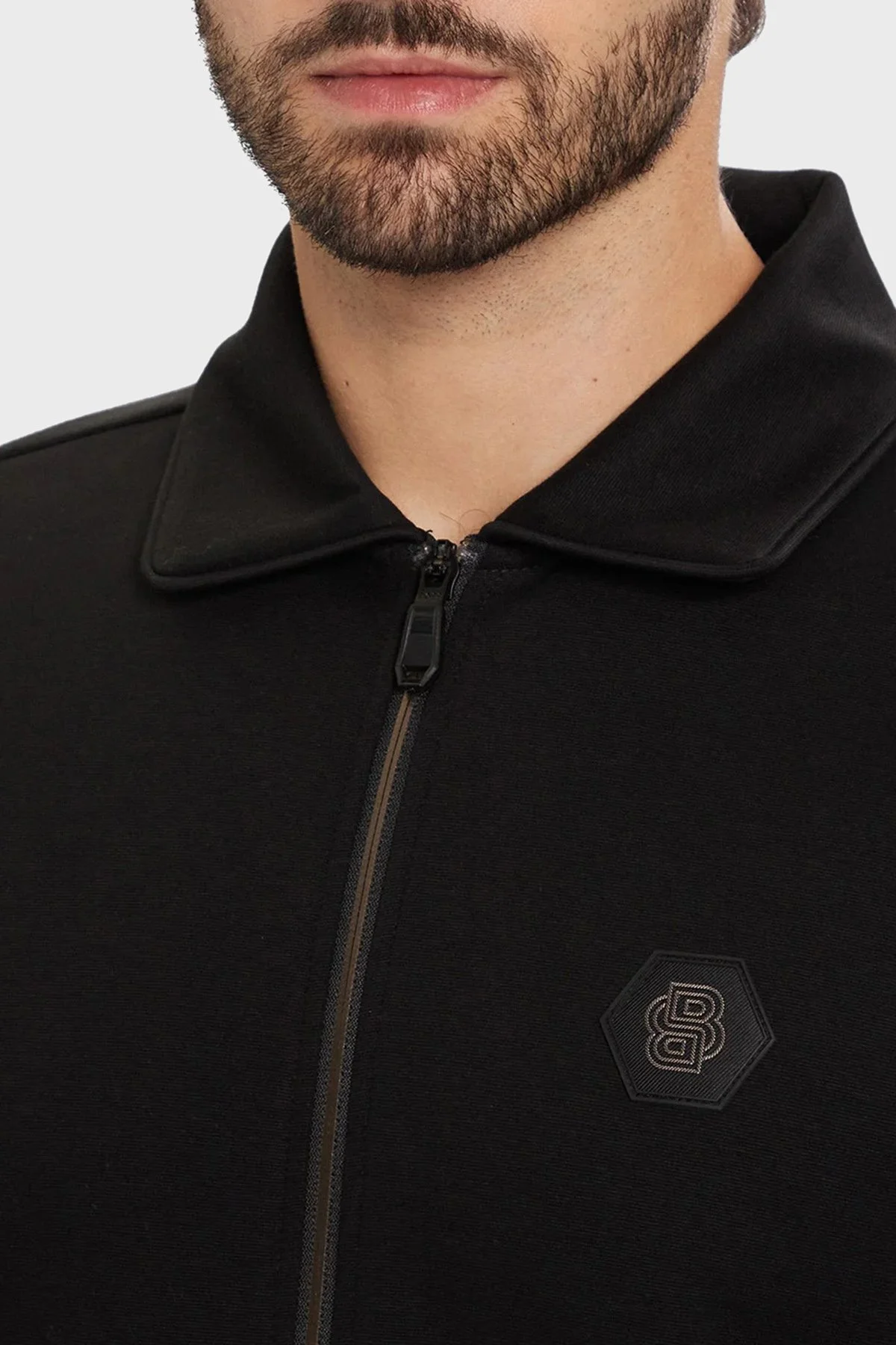 Boss Pamuklu Relaxed Fit Ceket Yaka Logolu Fermuarlı Erkek Sweat 50543881 001 SİYAH - 4