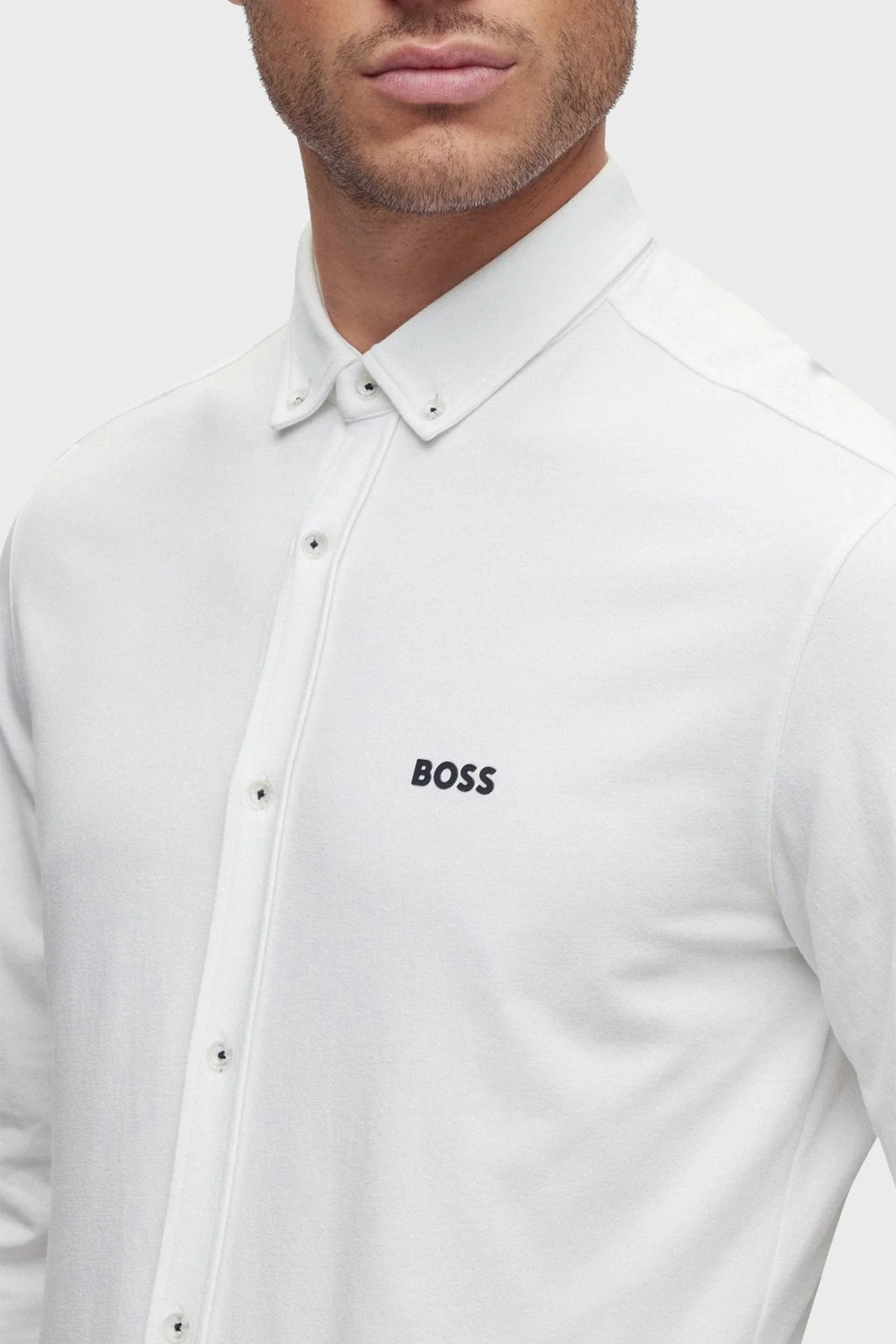 Boss Pamuklu Relaxed Fit Düğmeli Yaka Erkek Gömlek 50483752 100 BEYAZ - 3