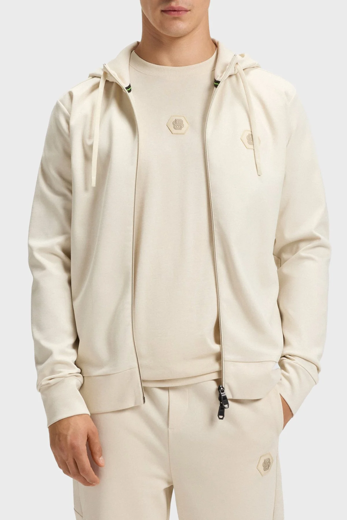 Boss Pamuklu Relaxed Fit Kapüşonlu Fermuarlı Erkek Sweat 50545581 131 BEJ - 1