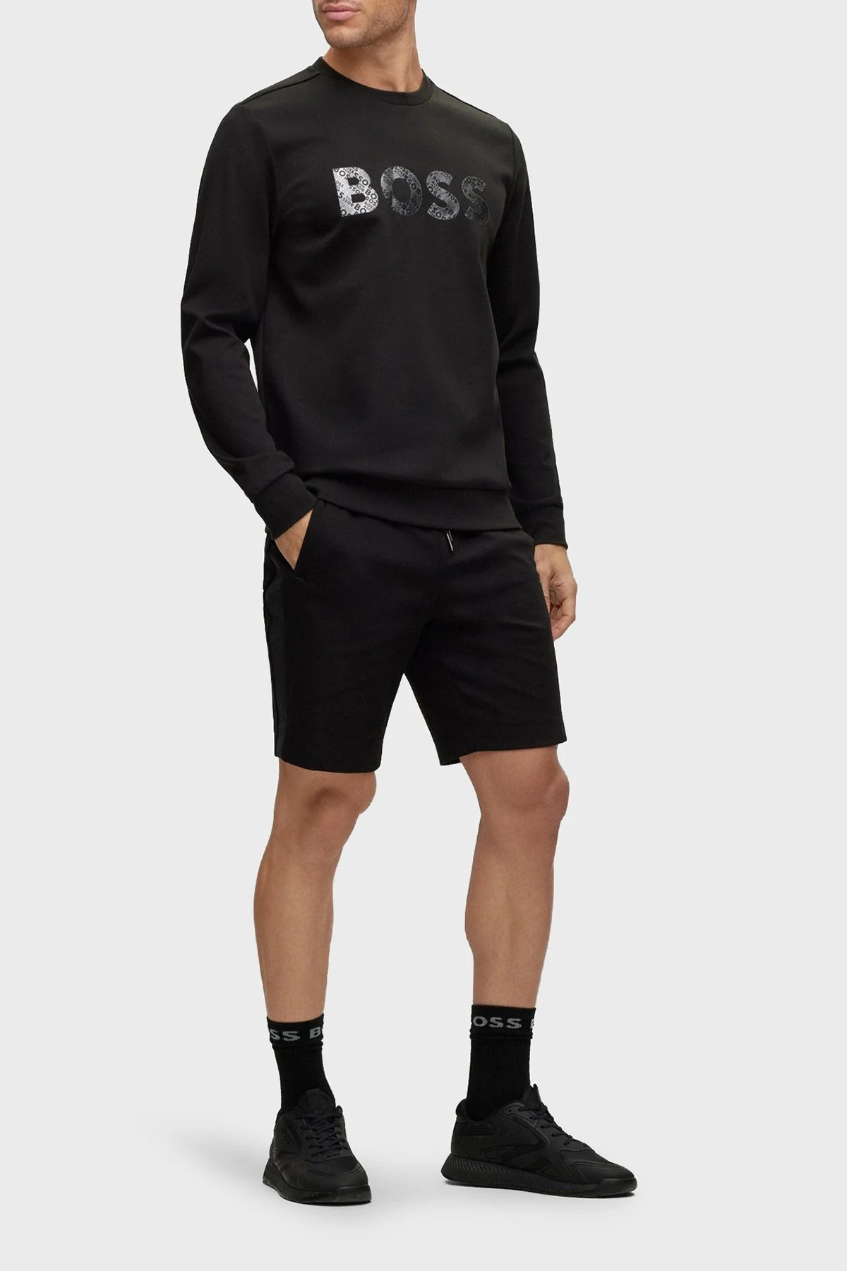 Boss Pamuklu Relaxed Fit Sıfır Yaka Erkek Sweat 50486838 001 SİYAH - 3