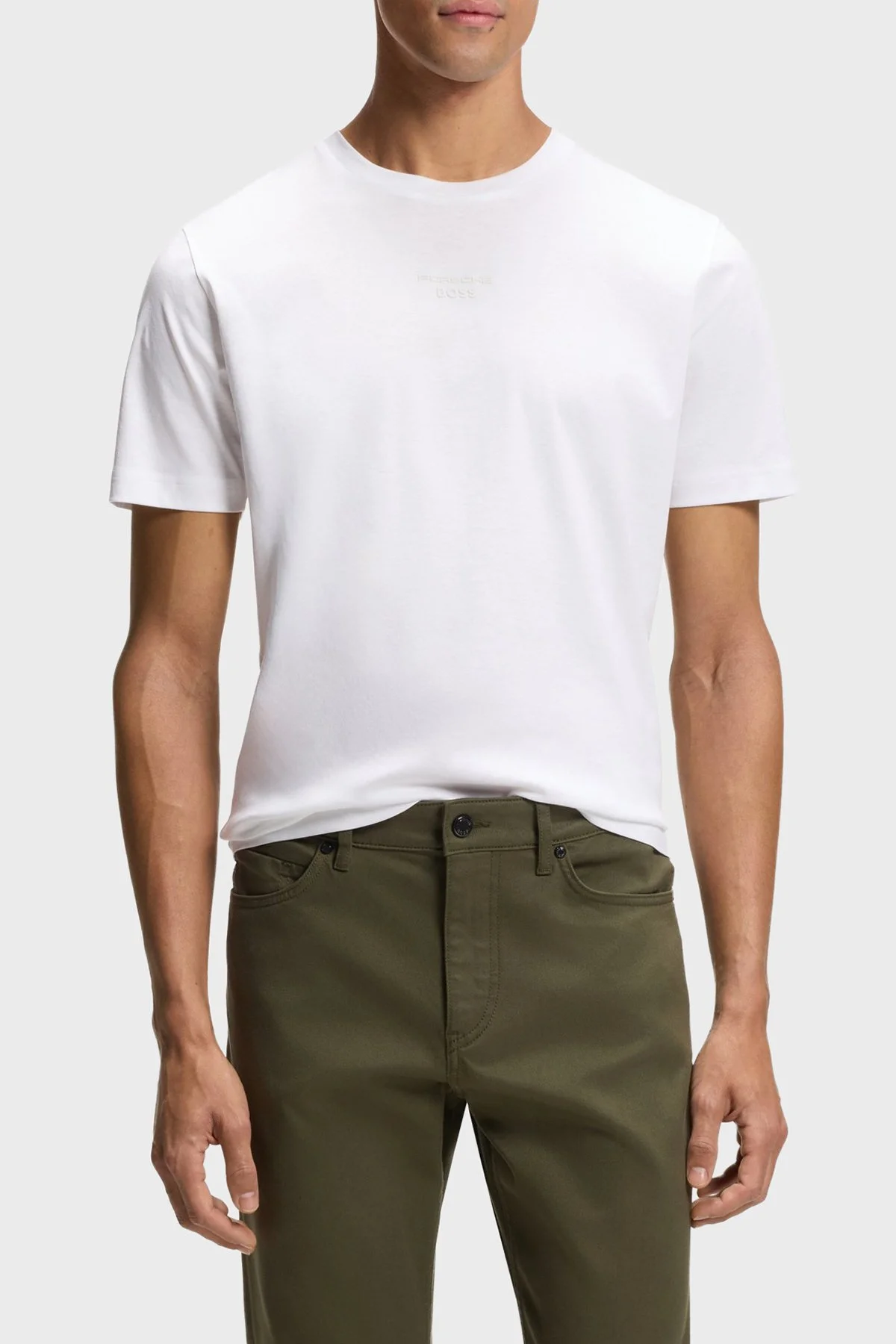 Boss Pamuklu Sırt Baskılı Regular Fit Bisiklet Yaka Erkek T Shirt 50561856 100 BEYAZ - 1