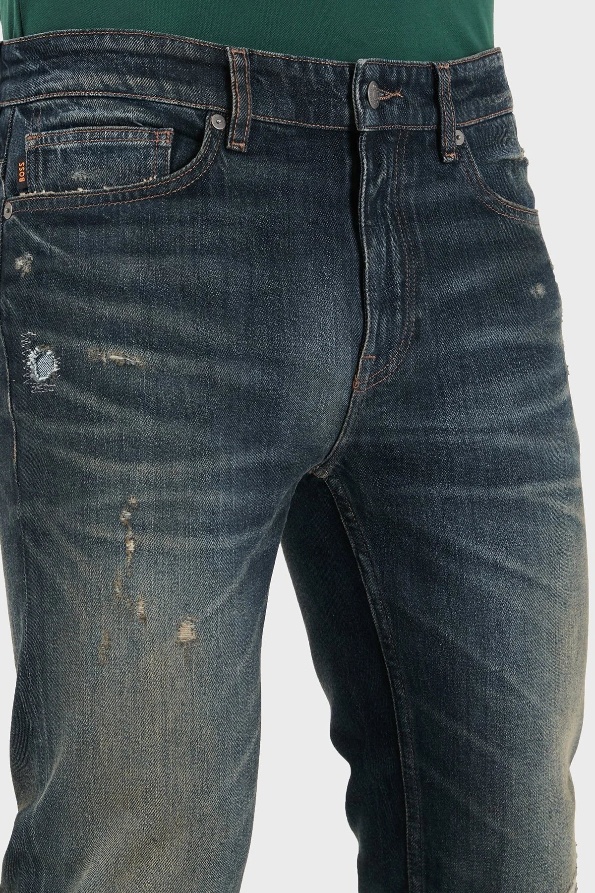 Boss Pamuklu Slim Fit Dar Paça Jeans Erkek Kot Pantolon 50553427 405 LACİVERT - 6