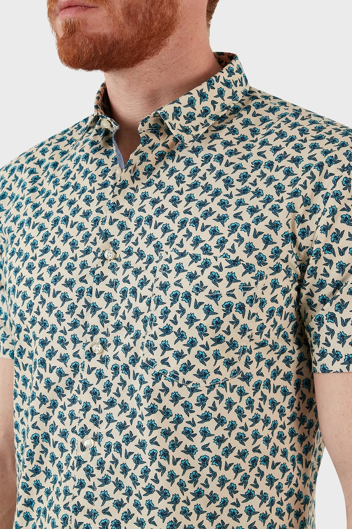 Boss Pamuklu Slim Fit Desenli Erkek Gömlek 50467446 132 MAVİ-BEJ - 6