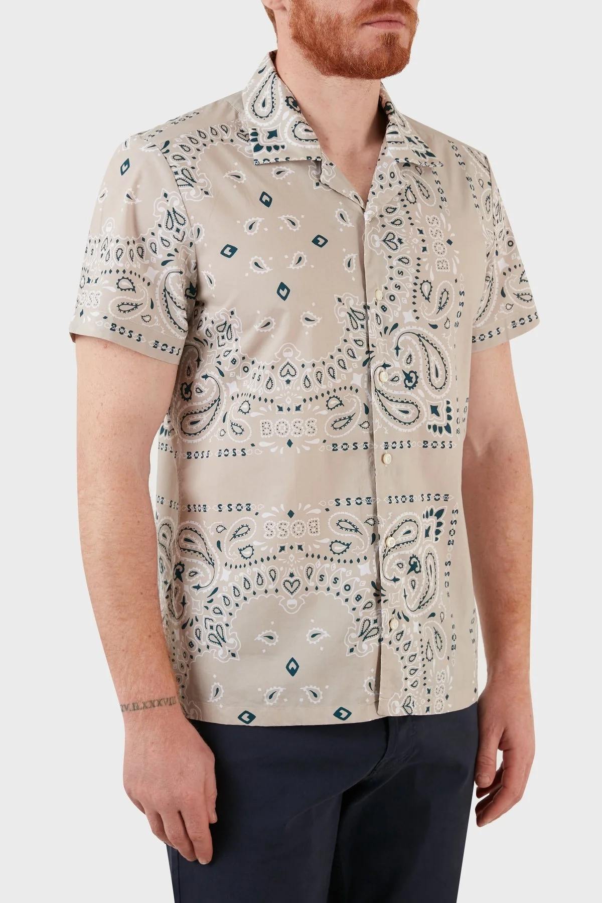 Boss Pamuklu Slim Fit Desenli Erkek Gömlek 50467535 271 BEJ - 4