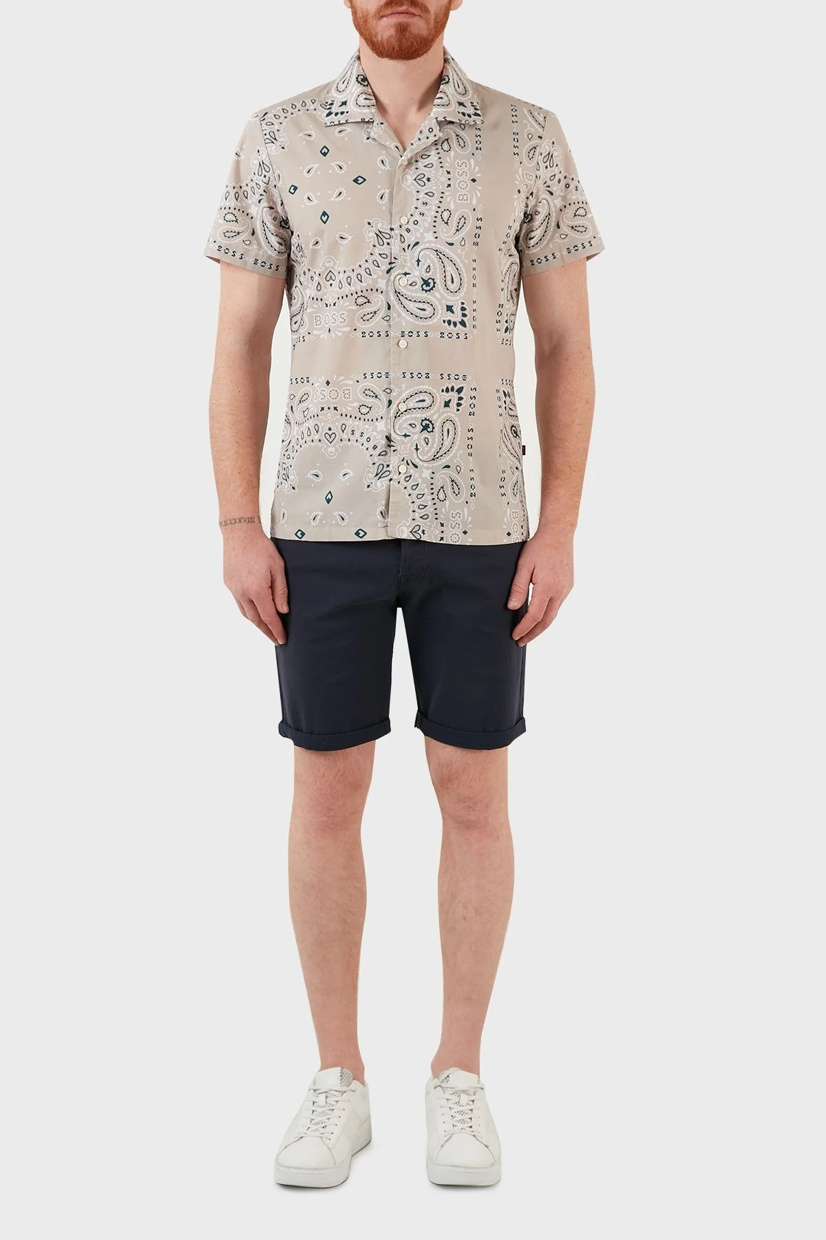 Boss Pamuklu Slim Fit Desenli Erkek Gömlek 50467535 271 BEJ - 5