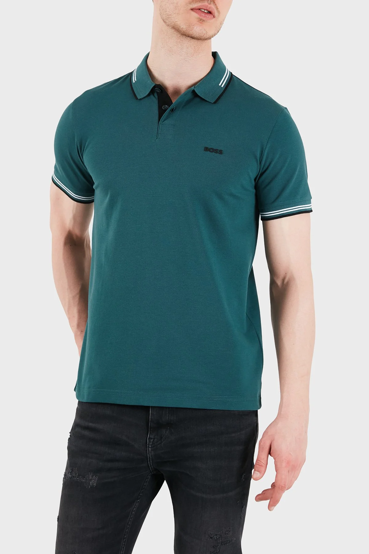 Boss Pamuklu Slim Fit Düğmeli Erkek Polo 50506193 356 PETROL - 1