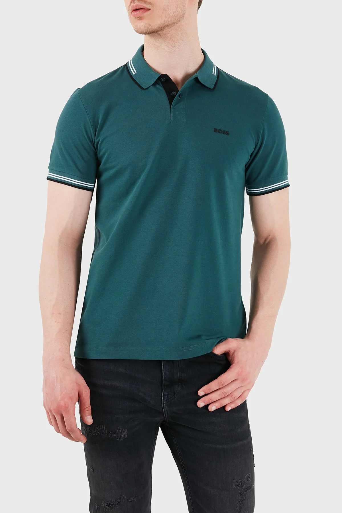 Boss Pamuklu Slim Fit Düğmeli Erkek Polo 50506193 356 PETROL - 5