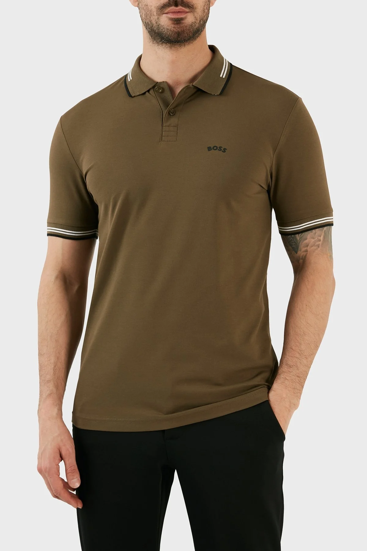 Boss Pamuklu Slim Fit Düğmeli Erkek Polo T Shirt 50469245 307 HAKİ - 1