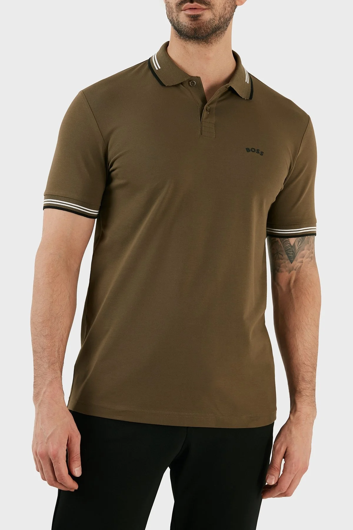Boss Pamuklu Slim Fit Düğmeli Erkek Polo T Shirt 50469245 307 HAKİ - 3