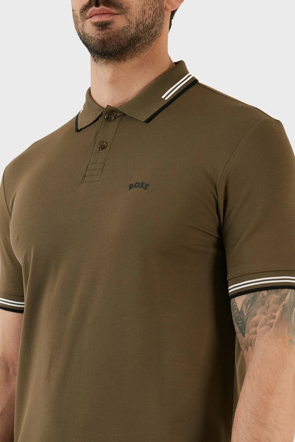 Boss Pamuklu Slim Fit Düğmeli Erkek Polo T Shirt 50469245 307 HAKİ - 4