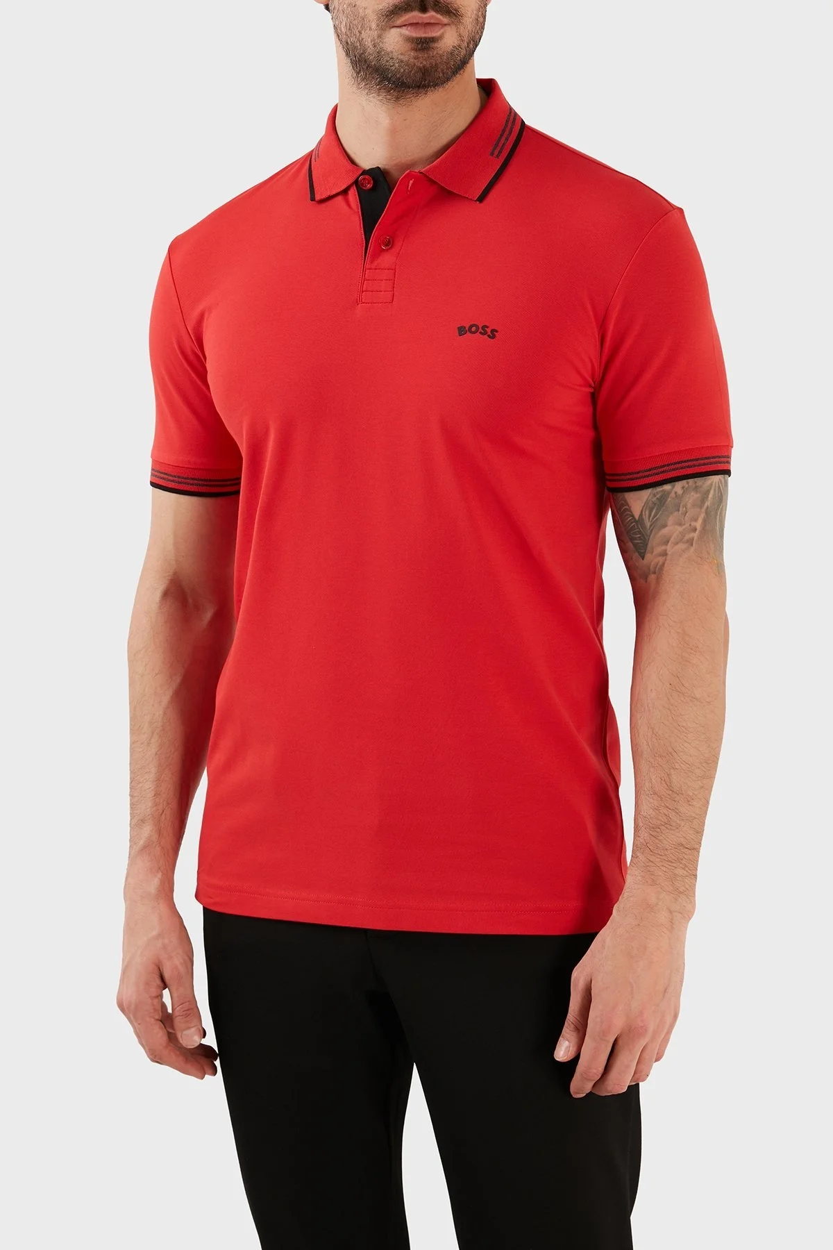 Boss Pamuklu Slim Fit Düğmeli Erkek Polo T Shirt 50469245 624 KIRMIZI - 1
