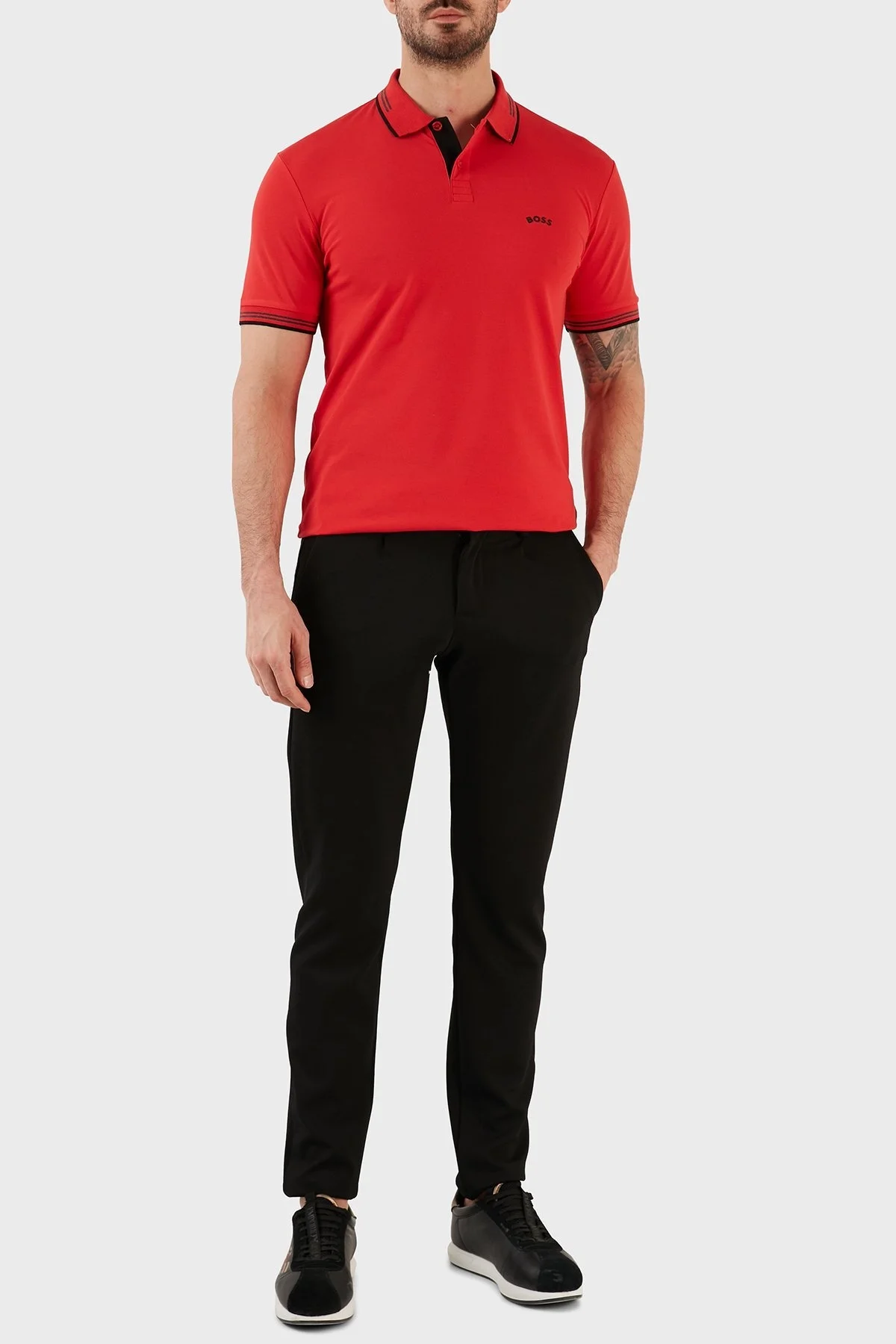 Boss Pamuklu Slim Fit Düğmeli Erkek Polo T Shirt 50469245 624 KIRMIZI - 4