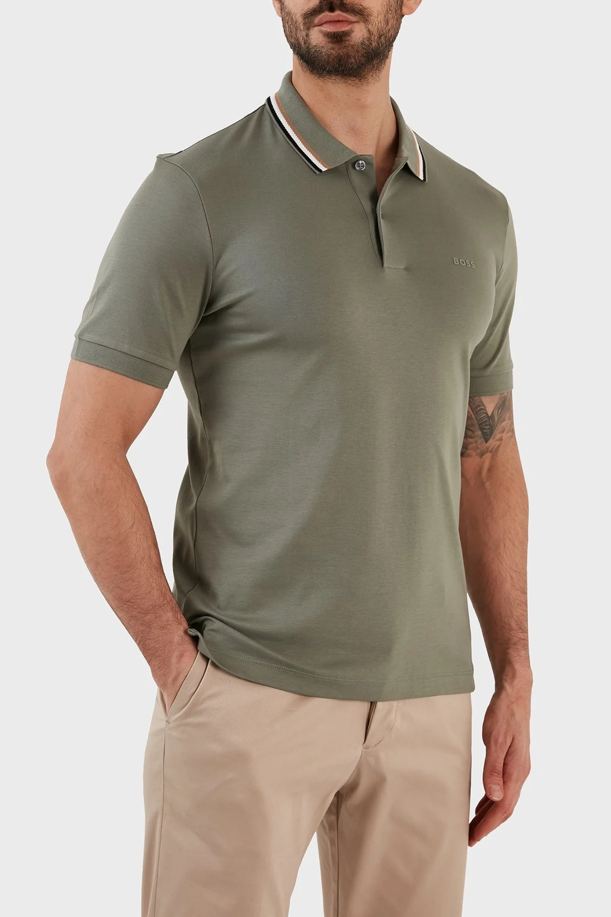 Boss Pamuklu Slim Fit Düğmeli Erkek Polo T Shirt 50469360 343 AÇIK YEŞİL - 2