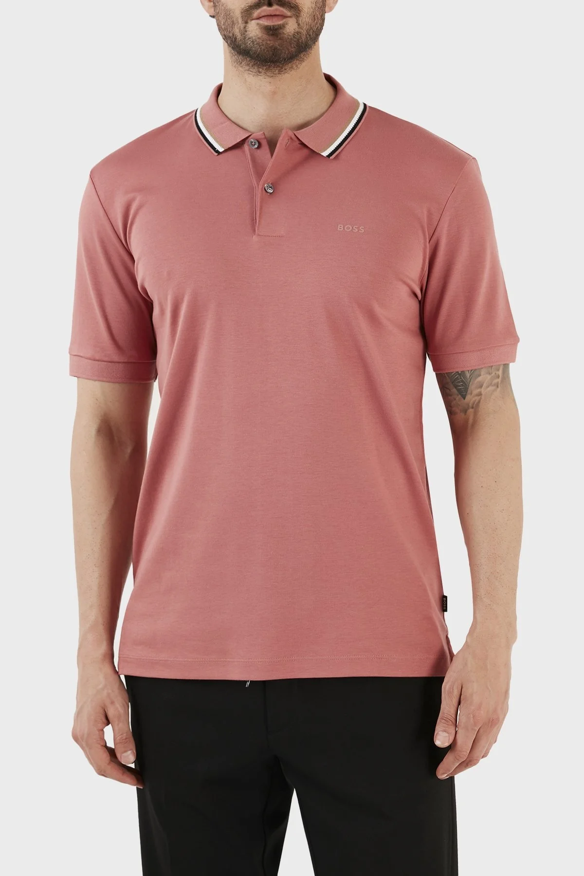 Boss Pamuklu Slim Fit Düğmeli Erkek Polo T Shirt 50469360 692 GÜL KURUSU - 1