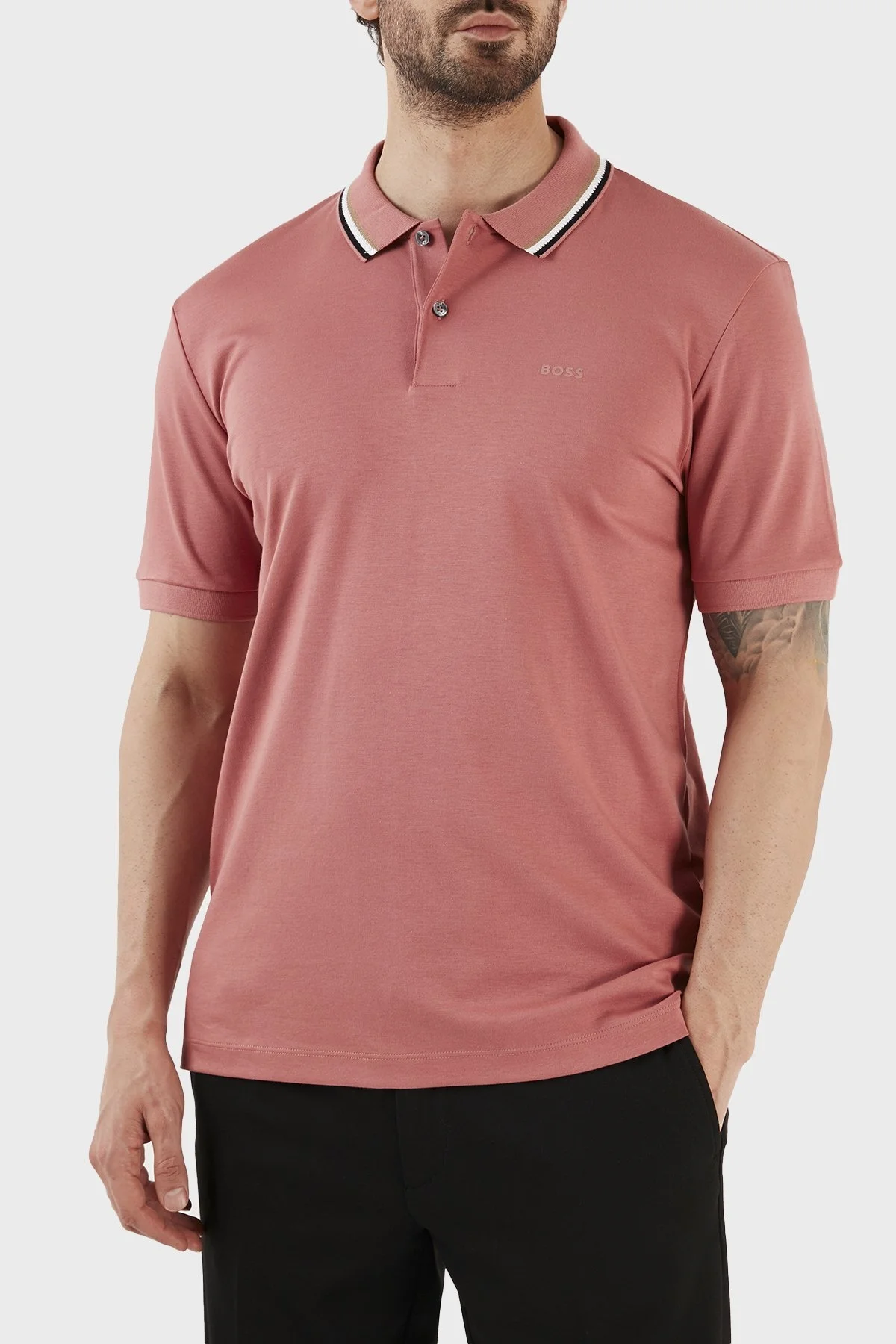 Boss Pamuklu Slim Fit Düğmeli Erkek Polo T Shirt 50469360 692 GÜL KURUSU - 2