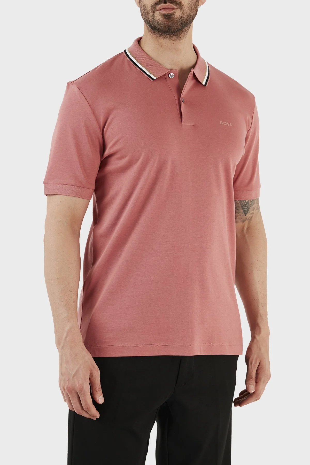 Boss Pamuklu Slim Fit Düğmeli Erkek Polo T Shirt 50469360 692 GÜL KURUSU - 3