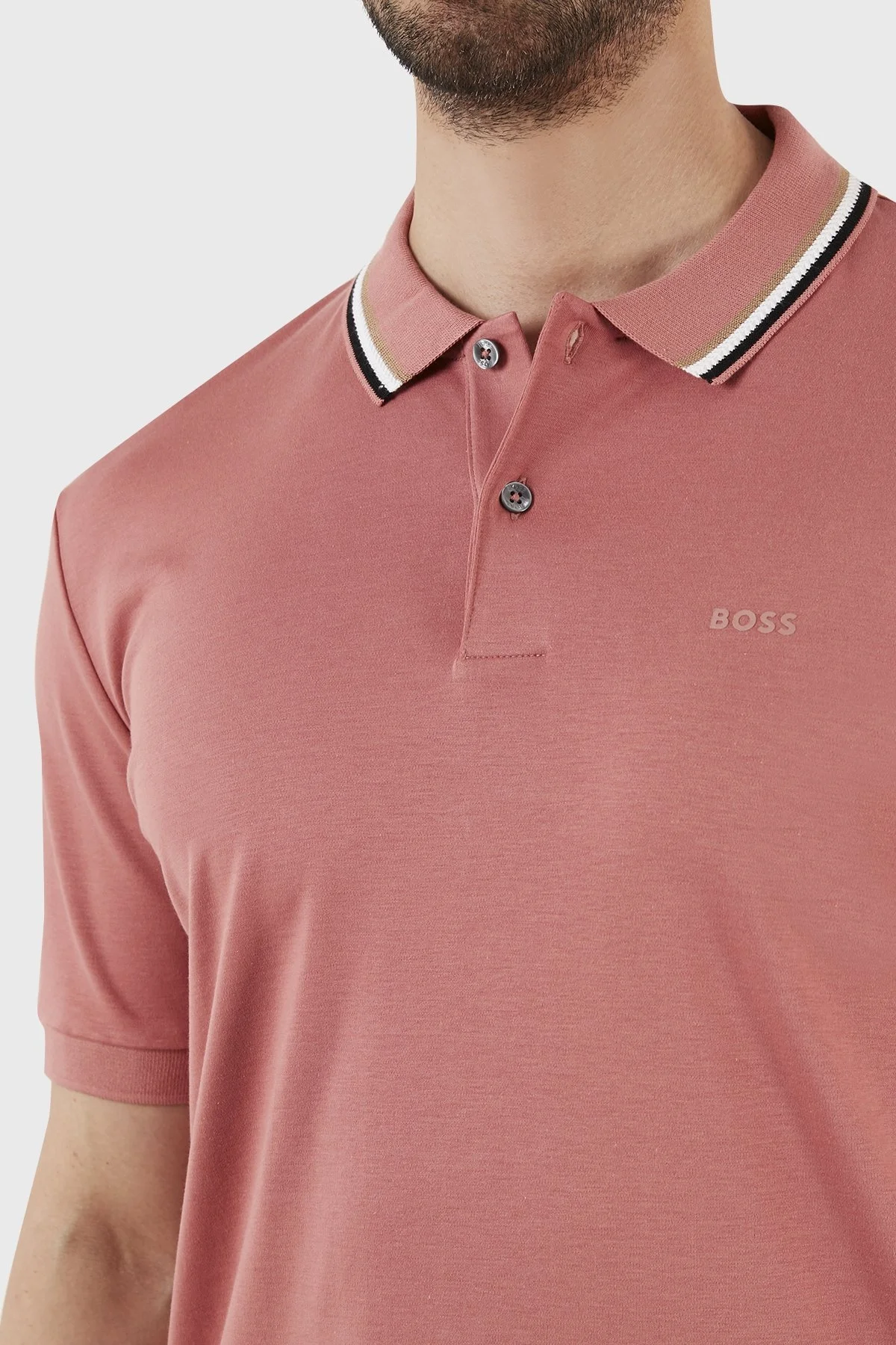 Boss Pamuklu Slim Fit Düğmeli Erkek Polo T Shirt 50469360 692 GÜL KURUSU - 4