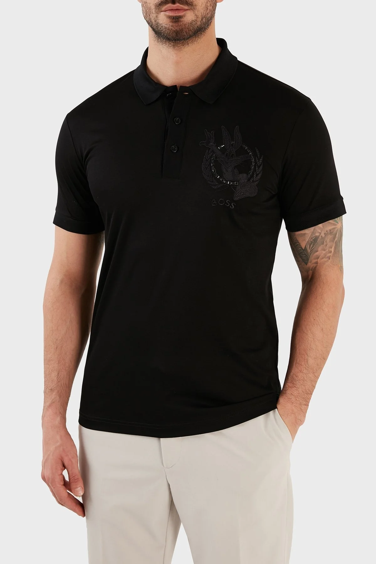 Boss Pamuklu Slim Fit Düğmeli Erkek Polo T Shirt 50483832 001 SİYAH - 1