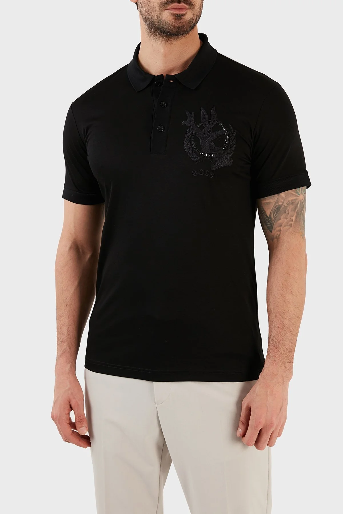 Boss Pamuklu Slim Fit Düğmeli Erkek Polo T Shirt 50483832 001 SİYAH - 2
