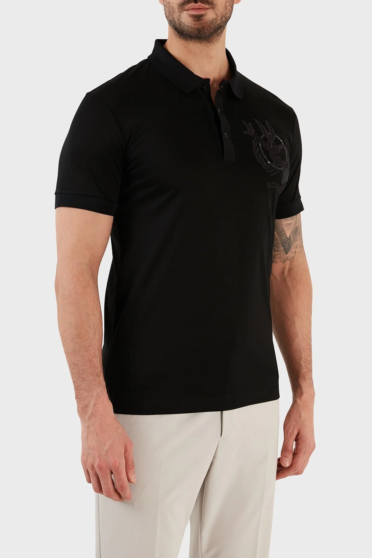 Boss Pamuklu Slim Fit Düğmeli Erkek Polo T Shirt 50483832 001 SİYAH - 3