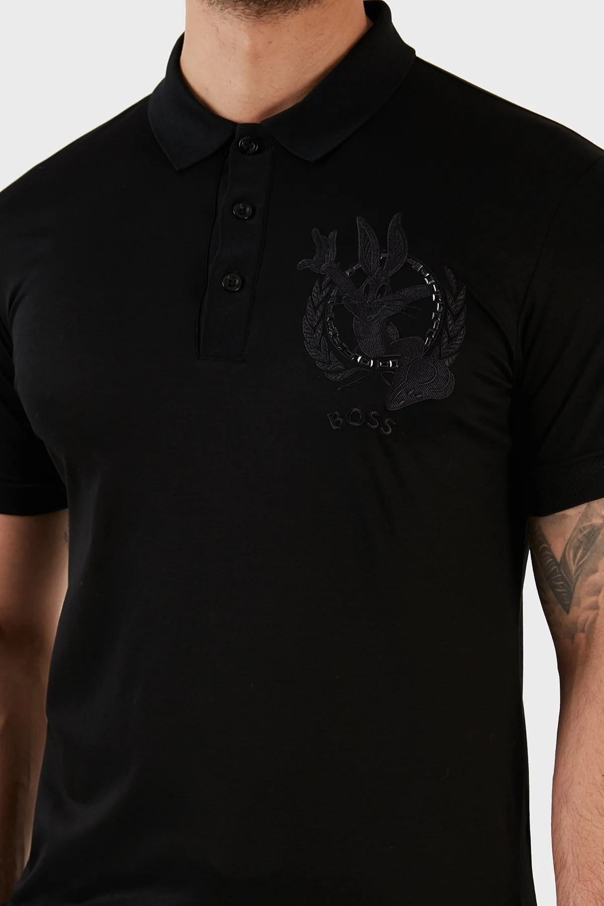 Boss Pamuklu Slim Fit Düğmeli Erkek Polo T Shirt 50483832 001 SİYAH - 4