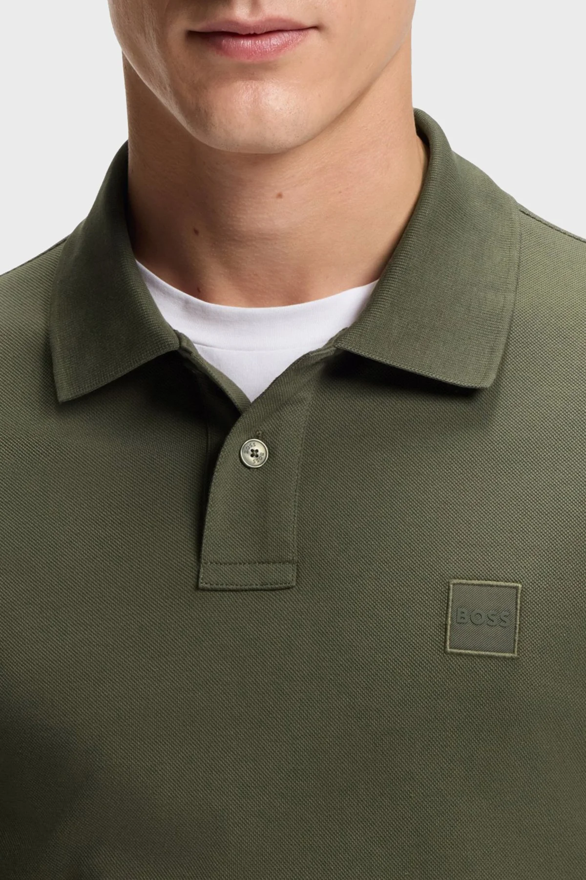 Boss Pamuklu Slim Fit Düğmeli Erkek Polo Yaka Sweat 50507704 325 Haki - 4