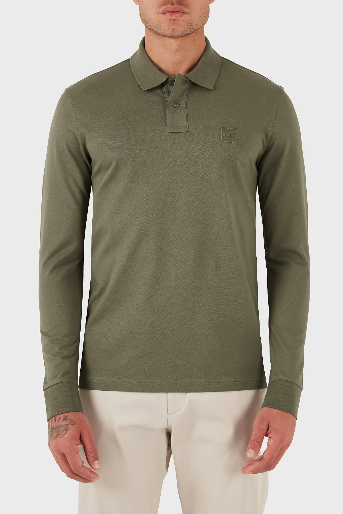 Boss Pamuklu Slim Fit Düğmeli Erkek Polo Yaka Sweat 50507704 342 HAKİ - 3