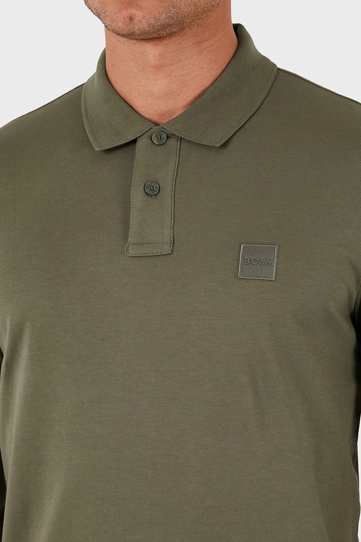 Boss Pamuklu Slim Fit Düğmeli Erkek Polo Yaka Sweat 50507704 342 HAKİ - 5