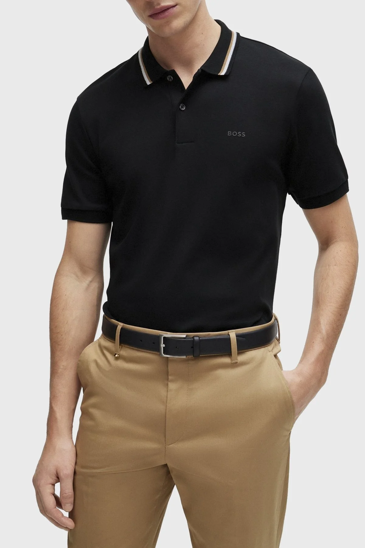 Boss Pamuklu Slim Fit Düğmeli Erkek Polo Yaka T Shirt 50469360 001 SİYAH - 1