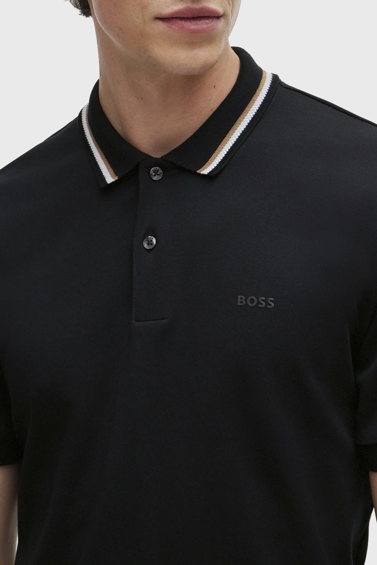 Boss Pamuklu Slim Fit Düğmeli Erkek Polo Yaka T Shirt 50469360 001 SİYAH - 3