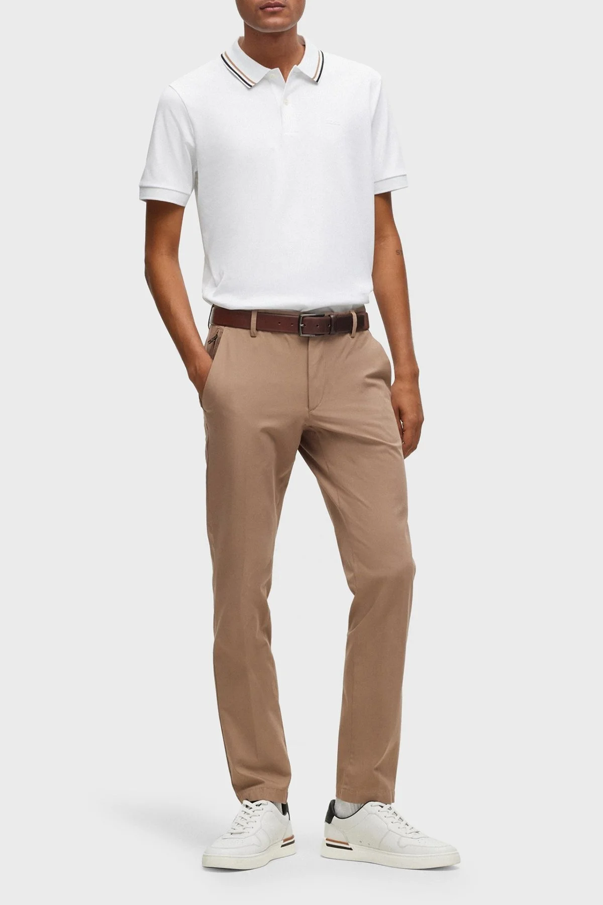 Boss Pamuklu Slim Fit Düğmeli Erkek Polo Yaka T Shirt 50469360 100 BEYAZ - 2