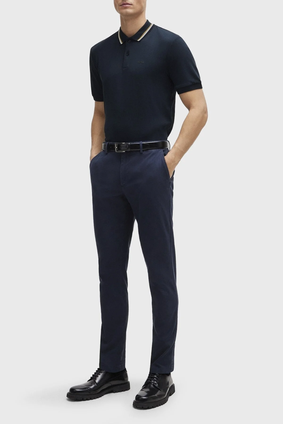 Boss Pamuklu Slim Fit Düğmeli Erkek Polo Yaka T Shirt 50469360 404 LACİVERT - 2