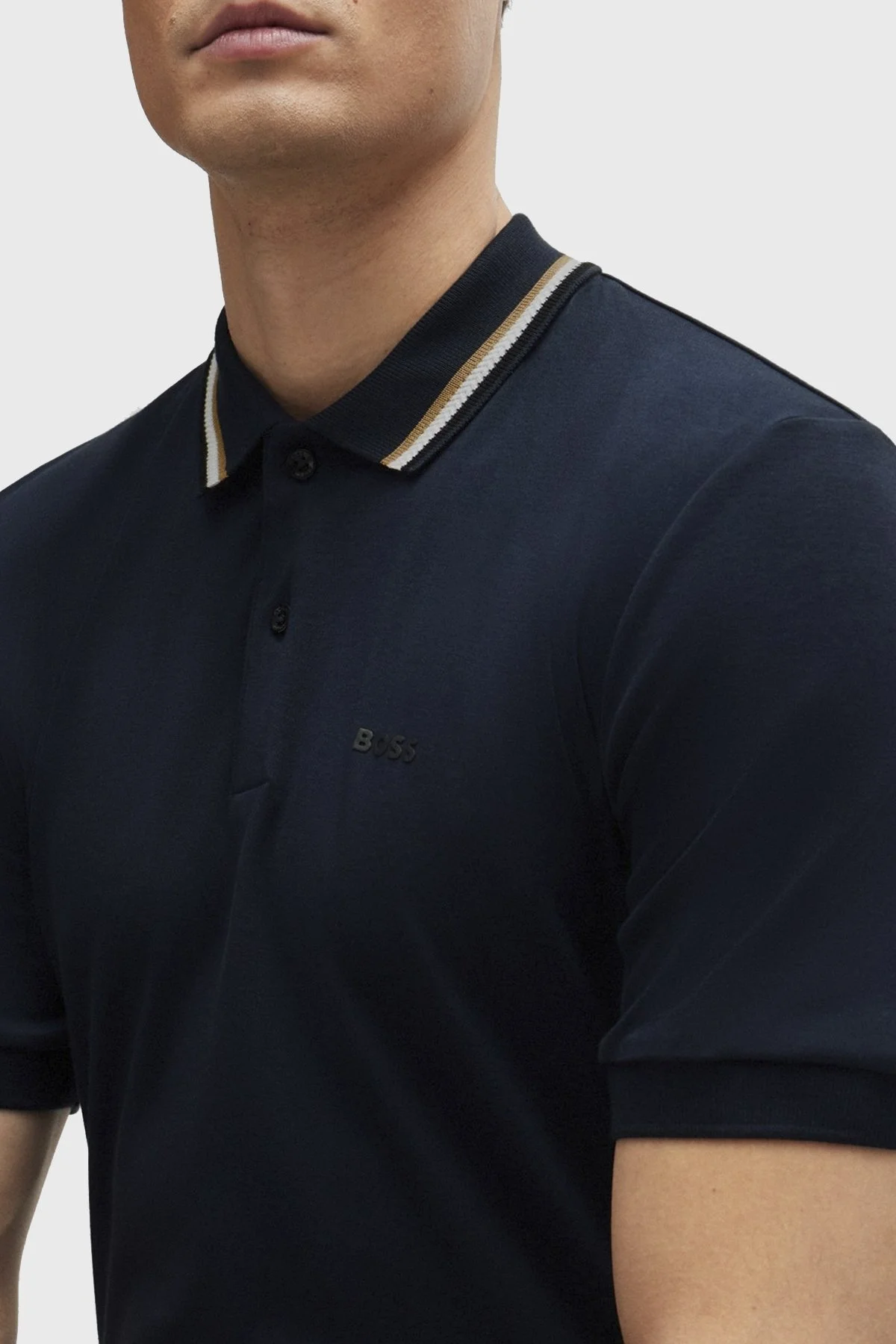 Boss Pamuklu Slim Fit Düğmeli Erkek Polo Yaka T Shirt 50469360 404 LACİVERT - 3