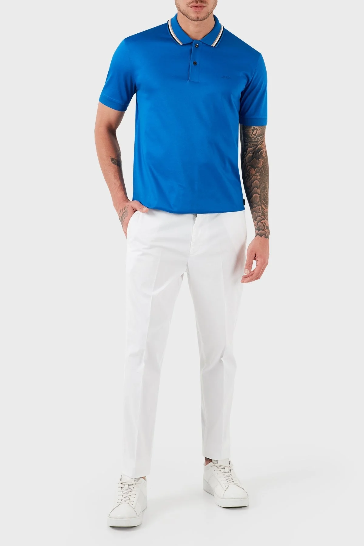 Boss Pamuklu Slim Fit Düğmeli Erkek Polo Yaka T Shirt 50469360 423 SAKS - 4