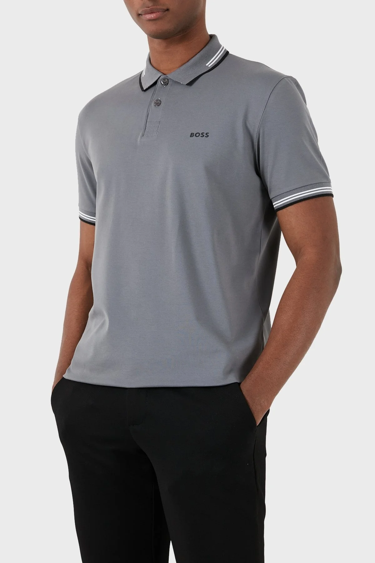 Boss Pamuklu Slim Fit Düğmeli Erkek Polo Yaka T Shirt 50506193 036 GRİ - 1