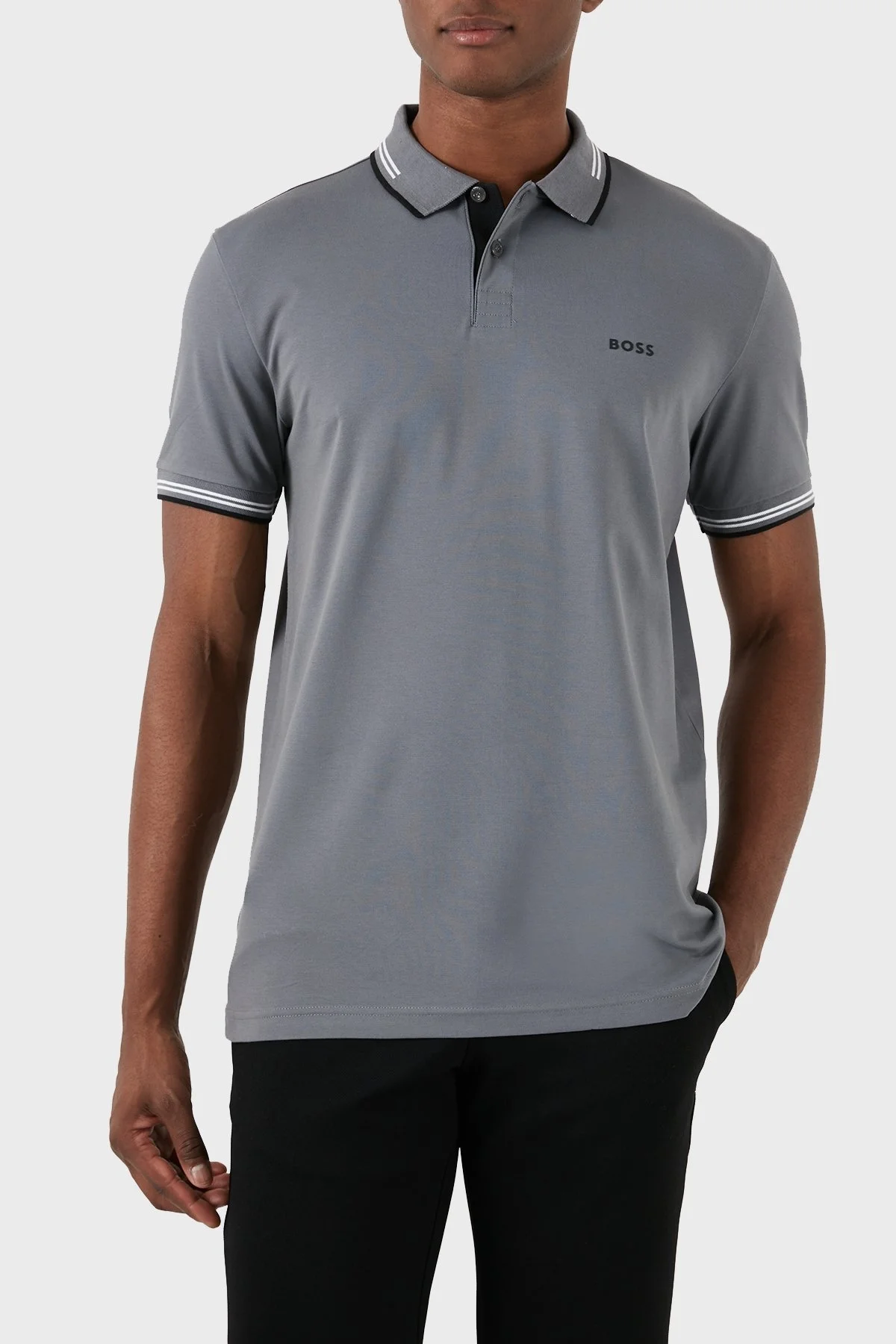 Boss Pamuklu Slim Fit Düğmeli Erkek Polo Yaka T Shirt 50506193 036 GRİ - 3