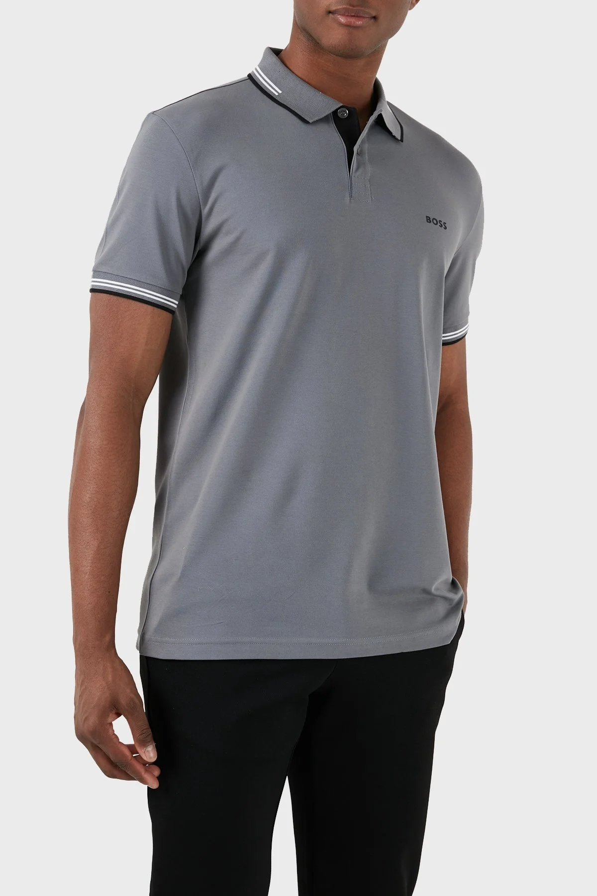 Boss Pamuklu Slim Fit Düğmeli Erkek Polo Yaka T Shirt 50506193 036 GRİ - 4