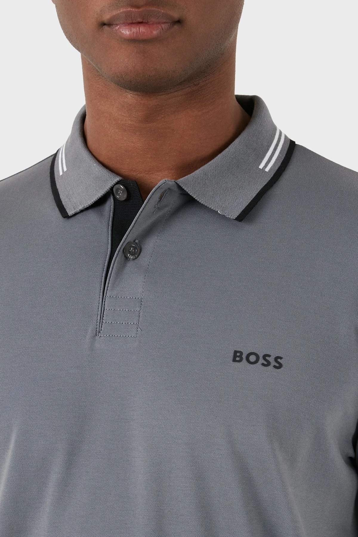 Boss Pamuklu Slim Fit Düğmeli Erkek Polo Yaka T Shirt 50506193 036 GRİ - 6