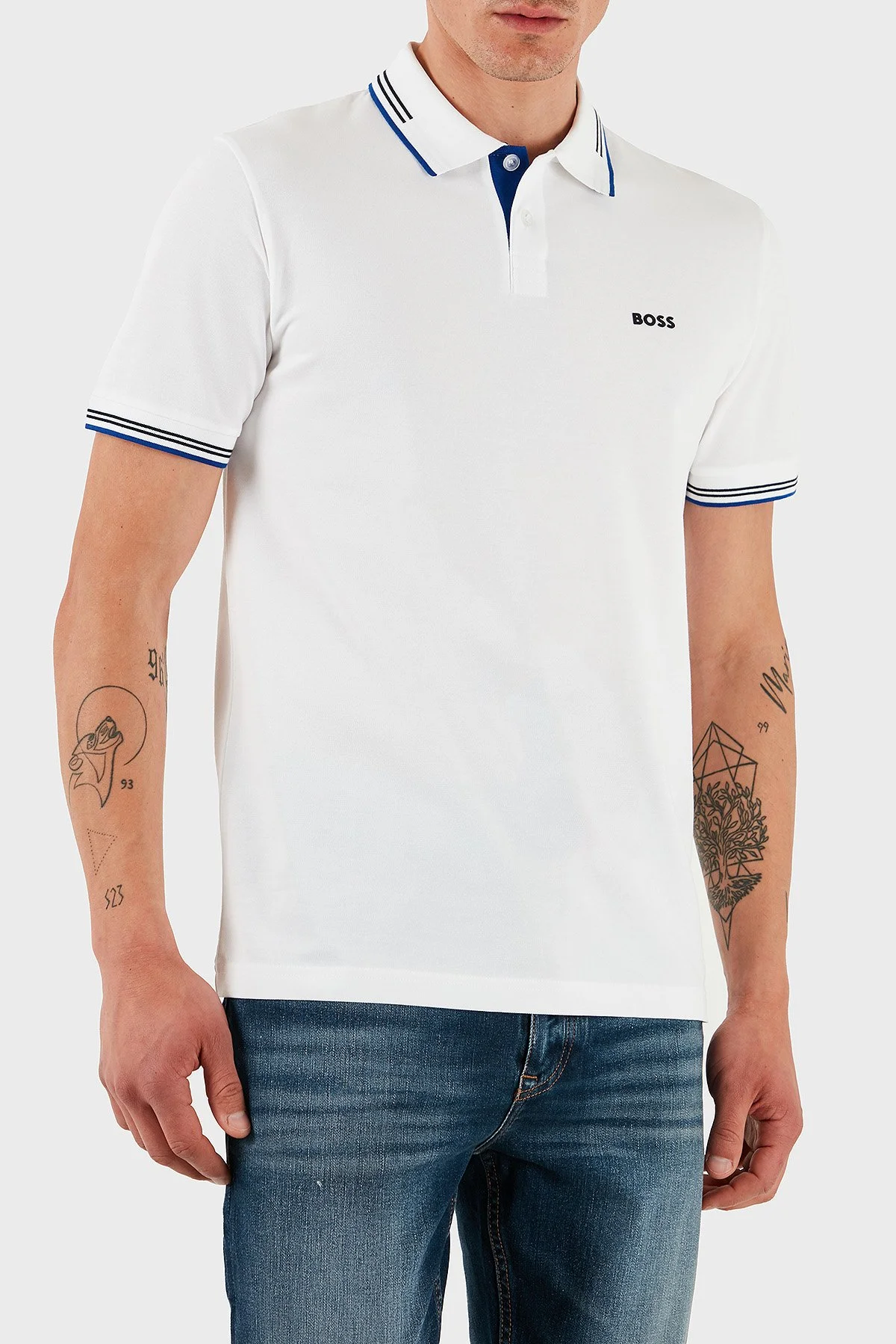 Boss Pamuklu Slim Fit Düğmeli Erkek Polo Yaka T Shirt 50506193 105 BEYAZ - 1