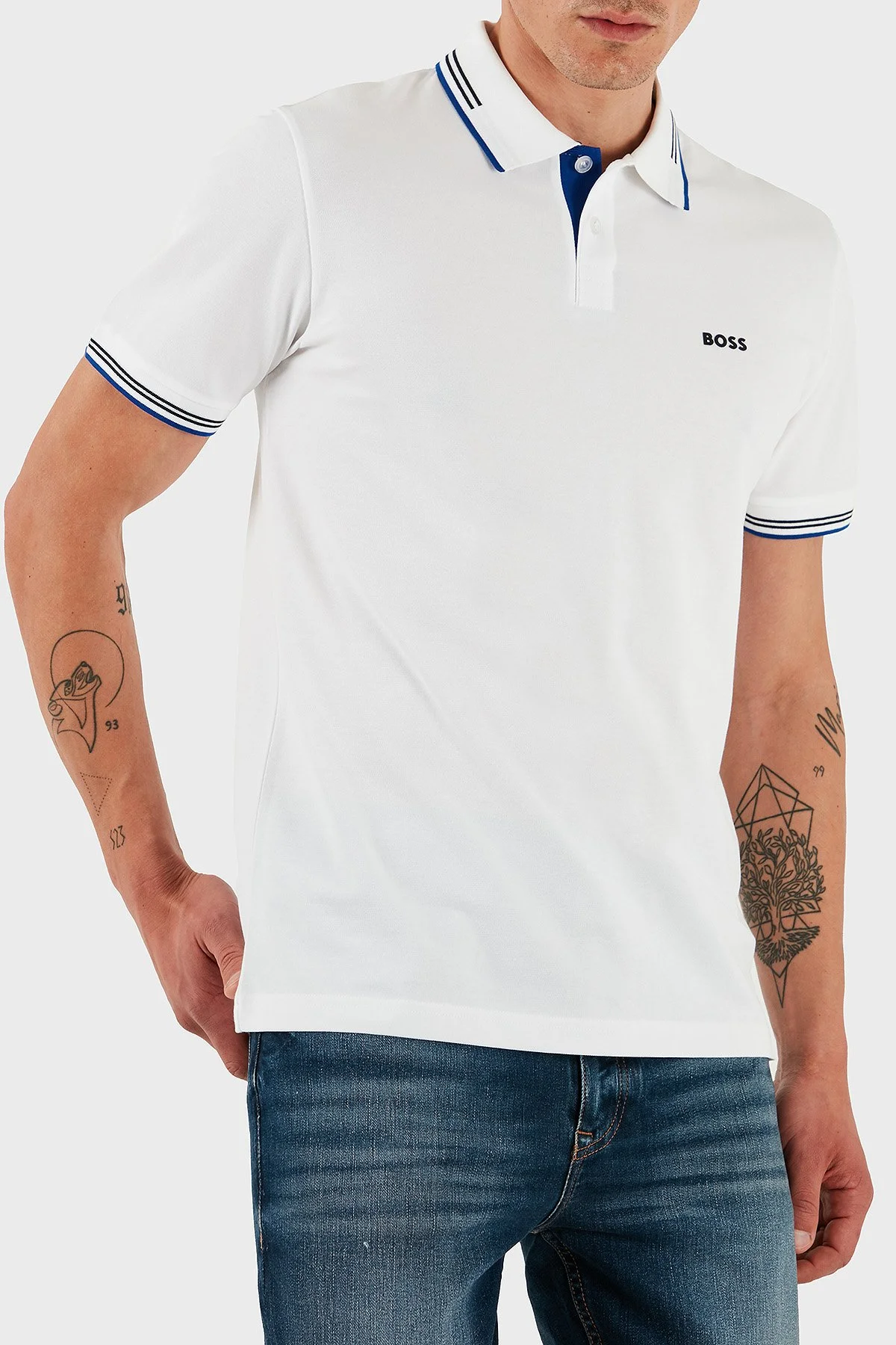 Boss Pamuklu Slim Fit Düğmeli Erkek Polo Yaka T Shirt 50506193 105 BEYAZ - 5