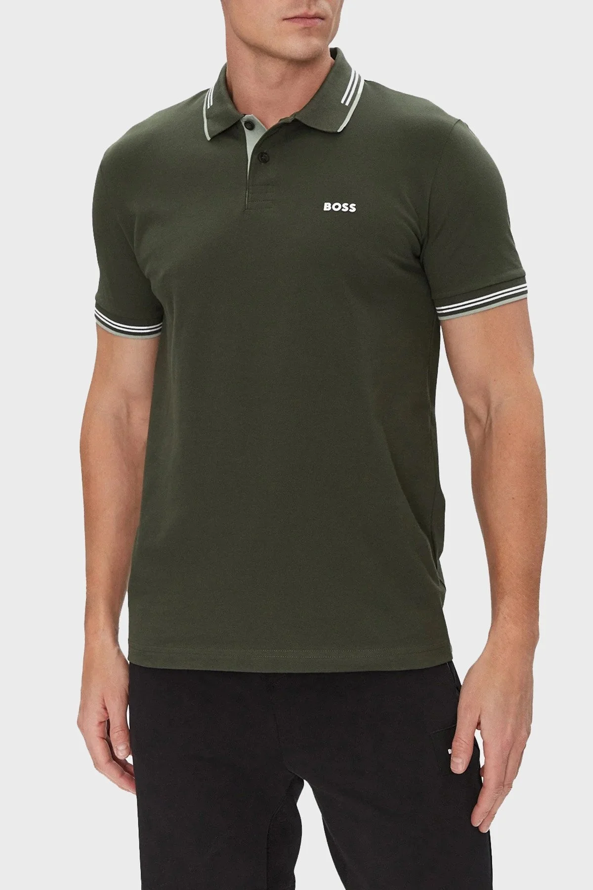 Boss Pamuklu Slim Fit Düğmeli Erkek Polo Yaka T Shirt 50506193 355 YEŞİL - 1