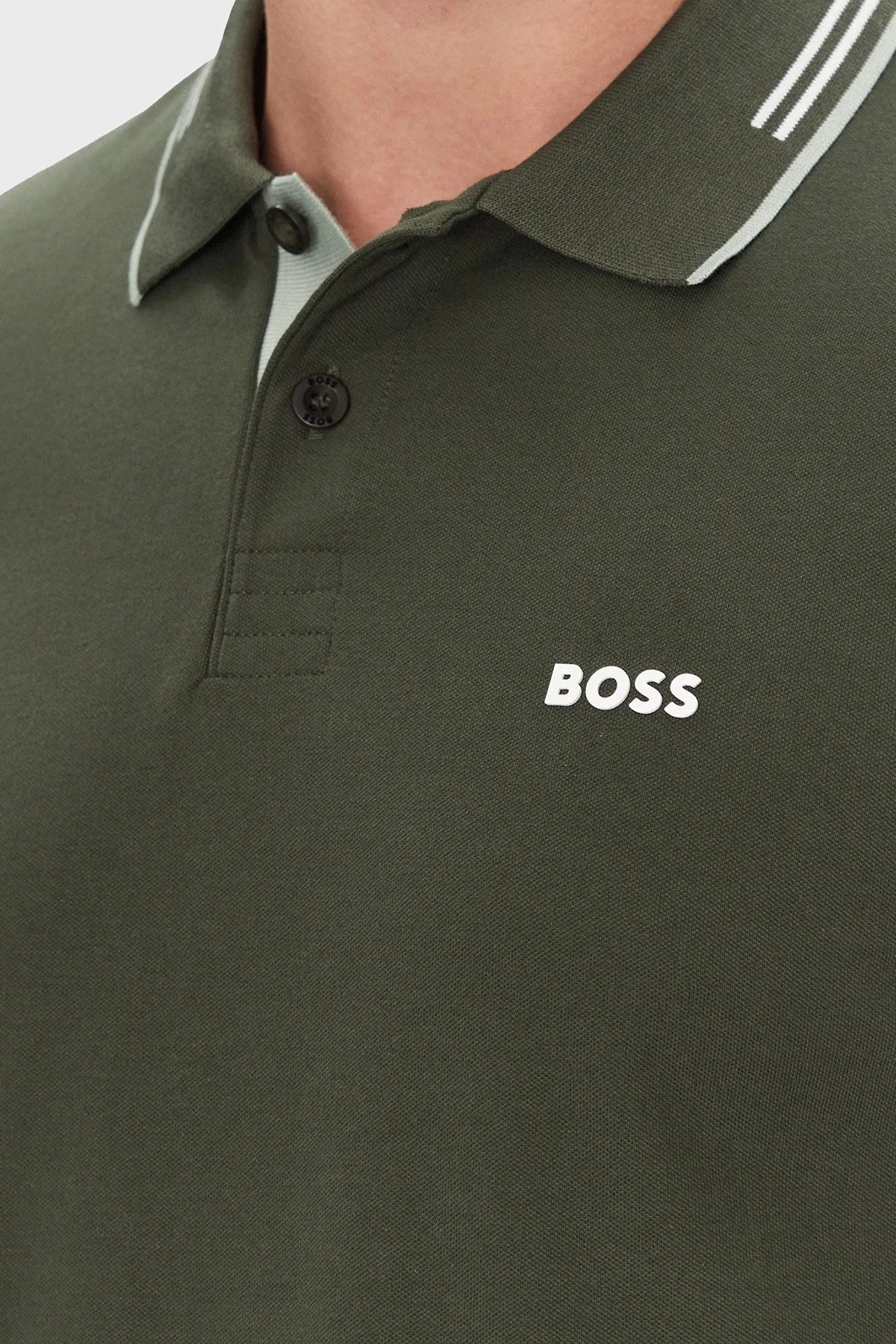 Boss Pamuklu Slim Fit Düğmeli Erkek Polo Yaka T Shirt 50506193 355 YEŞİL - 4